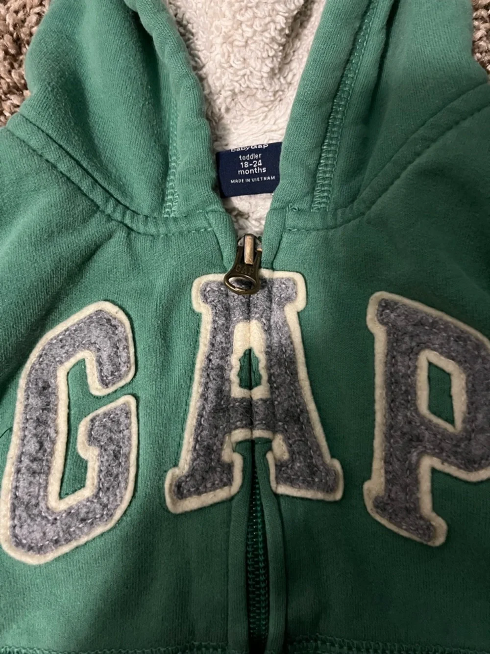 GAP Toddler Emerald Green Sherpa-Lined Zip Hoodie